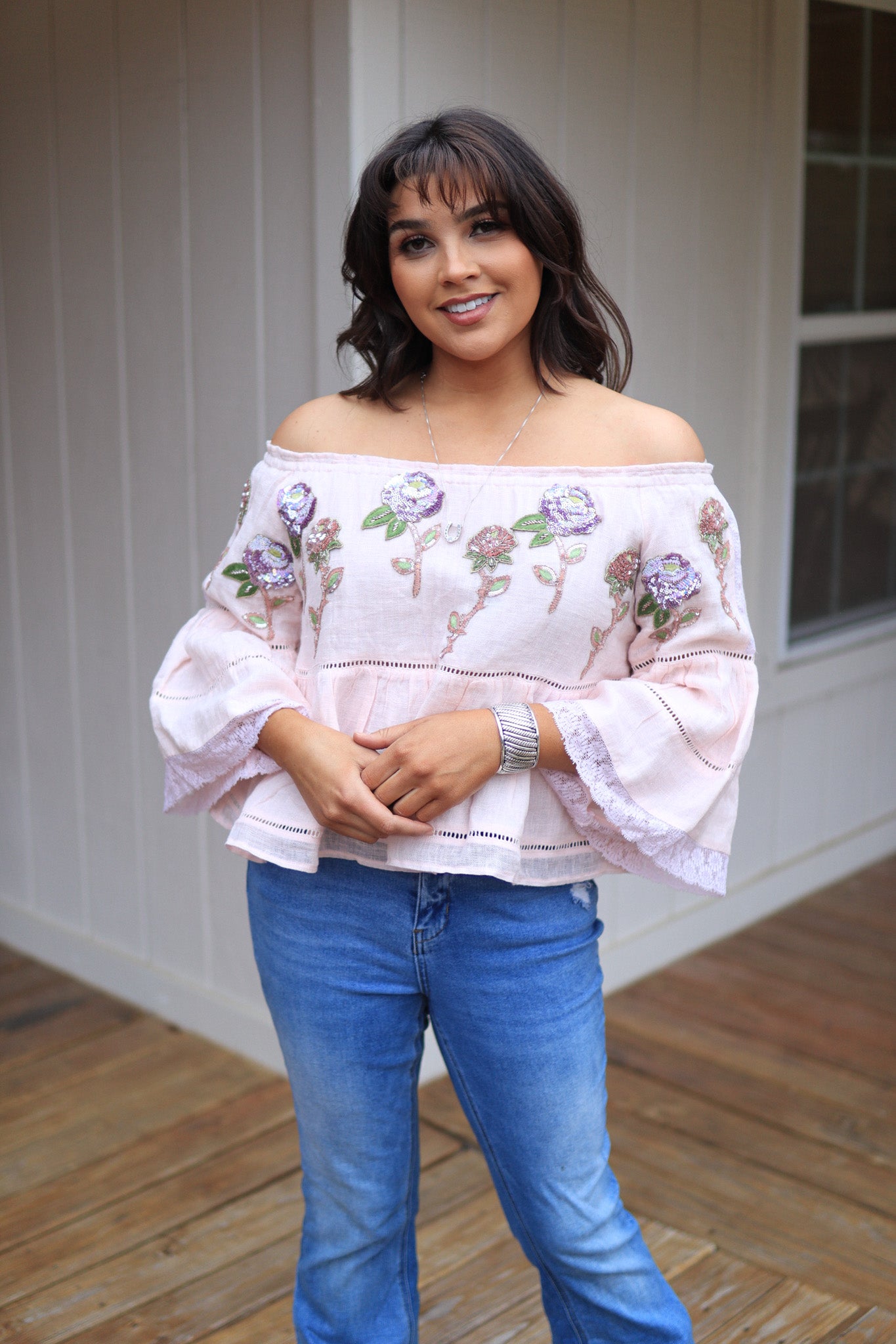 Blouse Babydoll Embroidery Pink