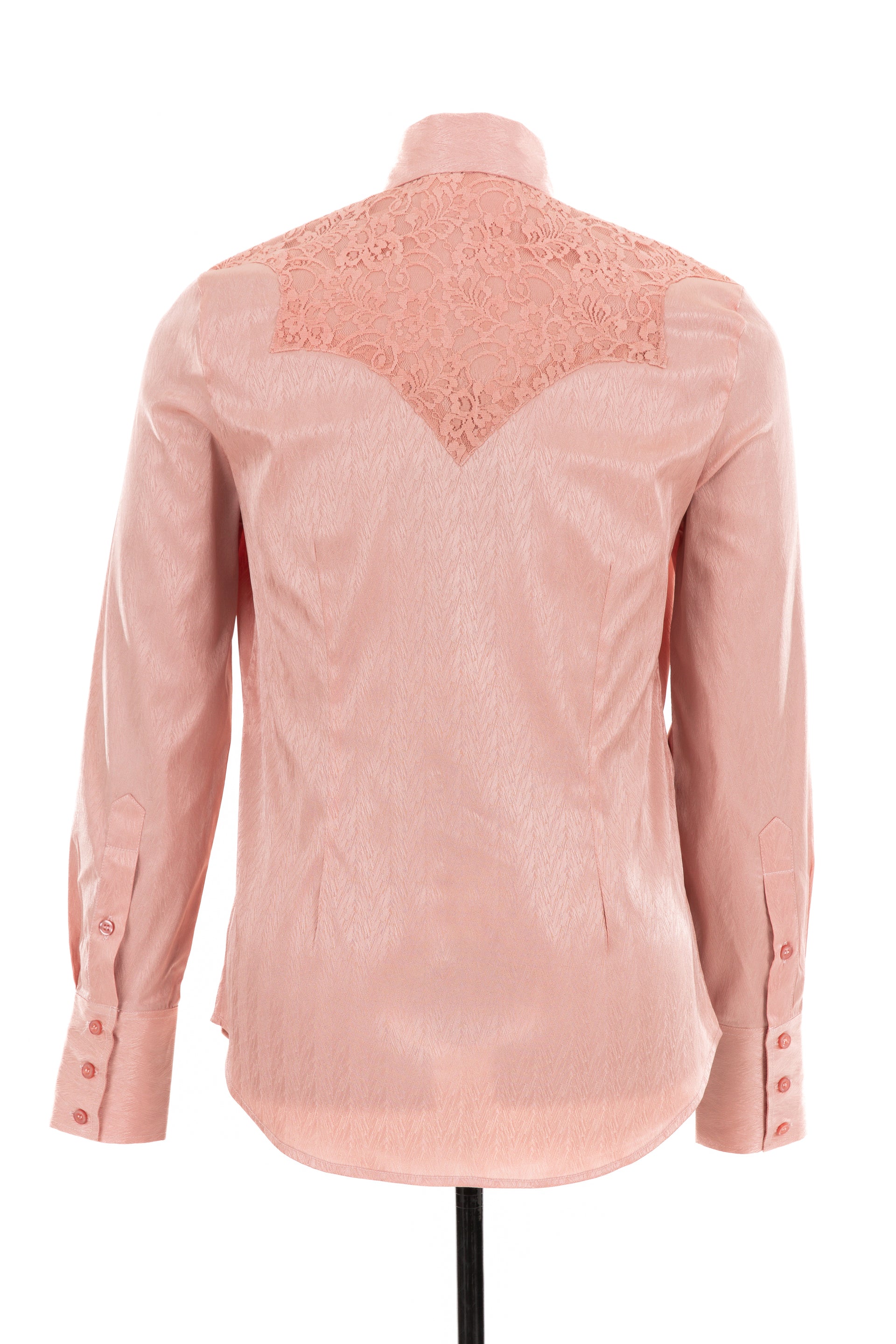 Chevron Satin & Lace Shirt (Peach)