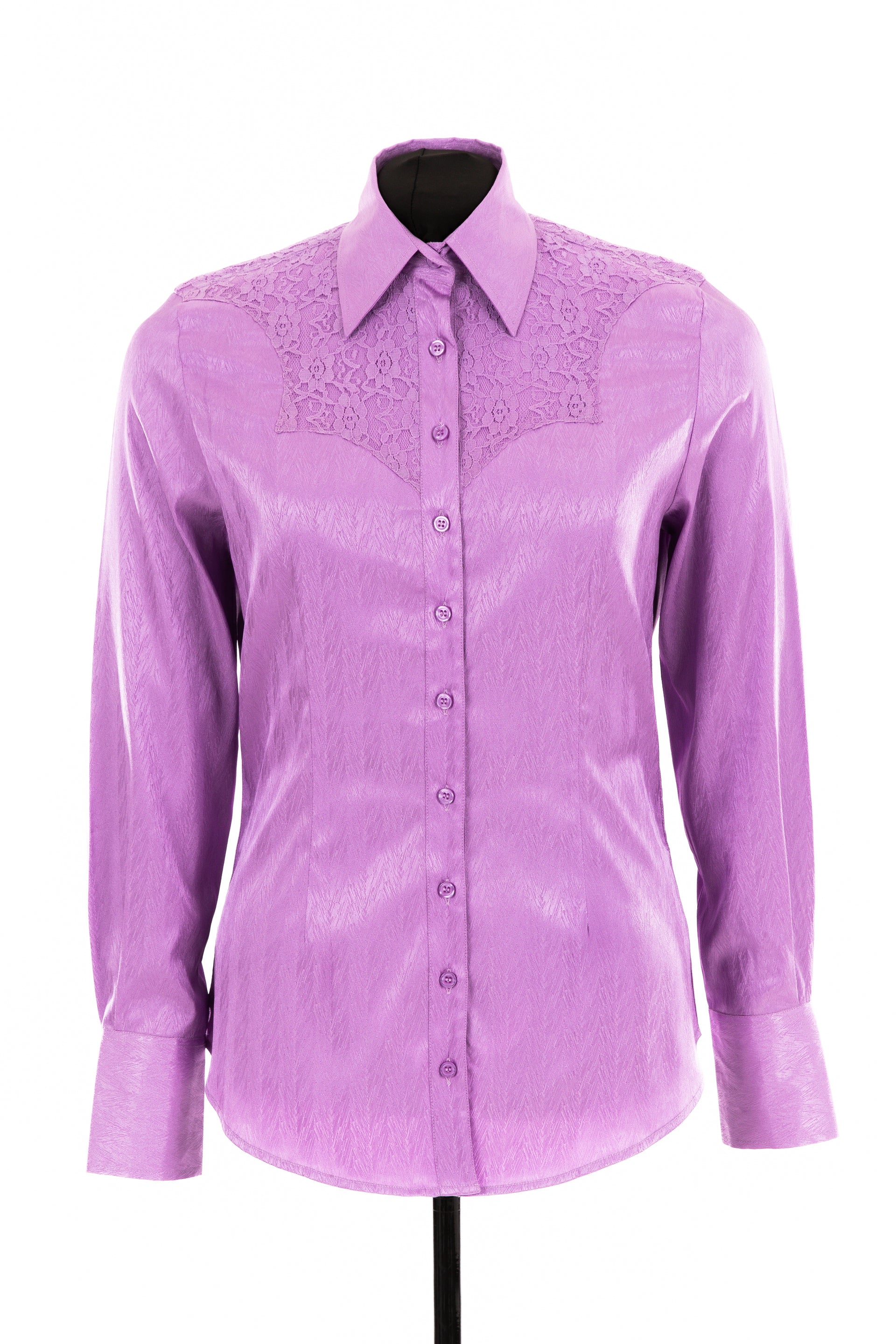 Chevron Satin & Lace Shirt (Purple)