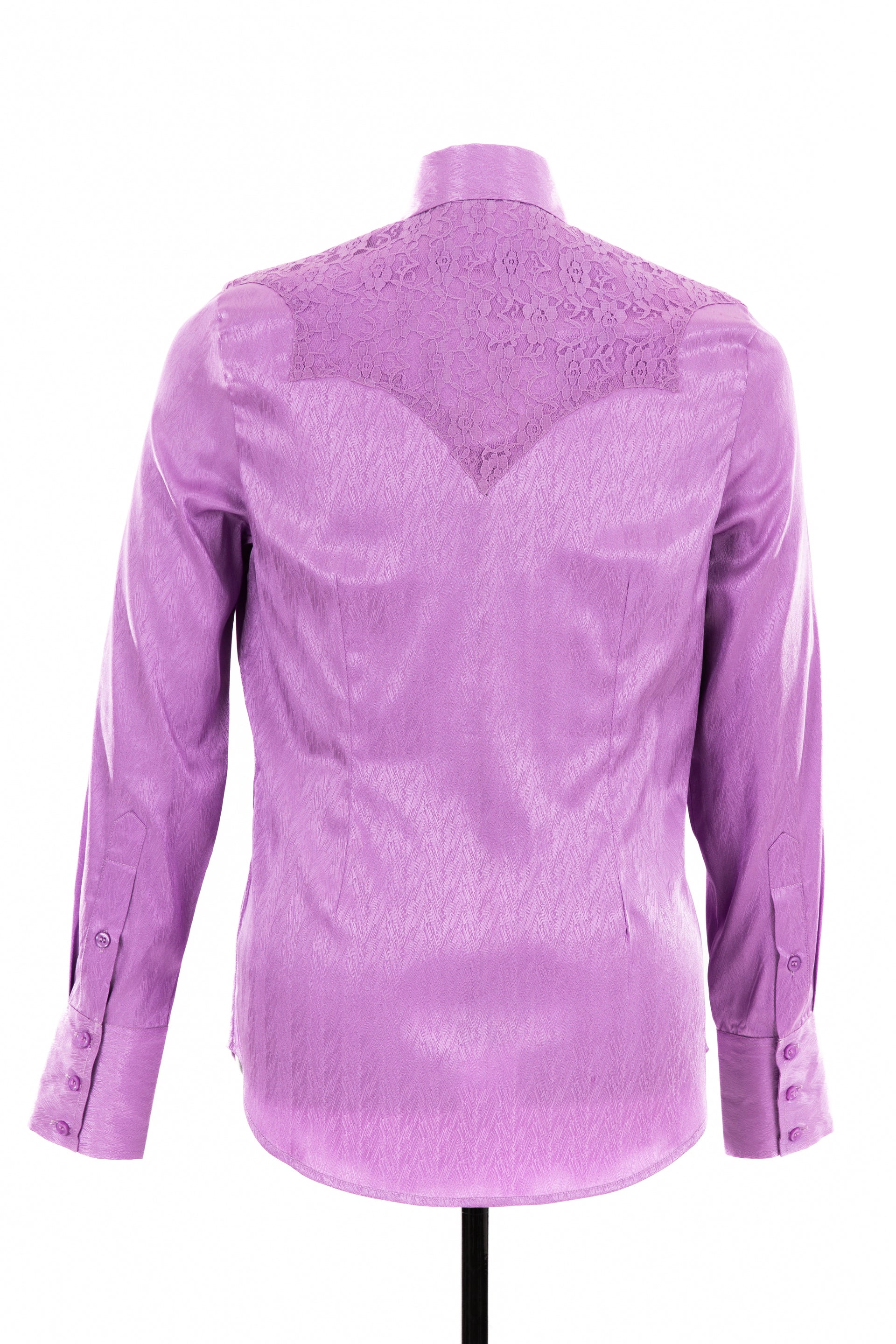 Chevron Satin & Lace Shirt (Purple)