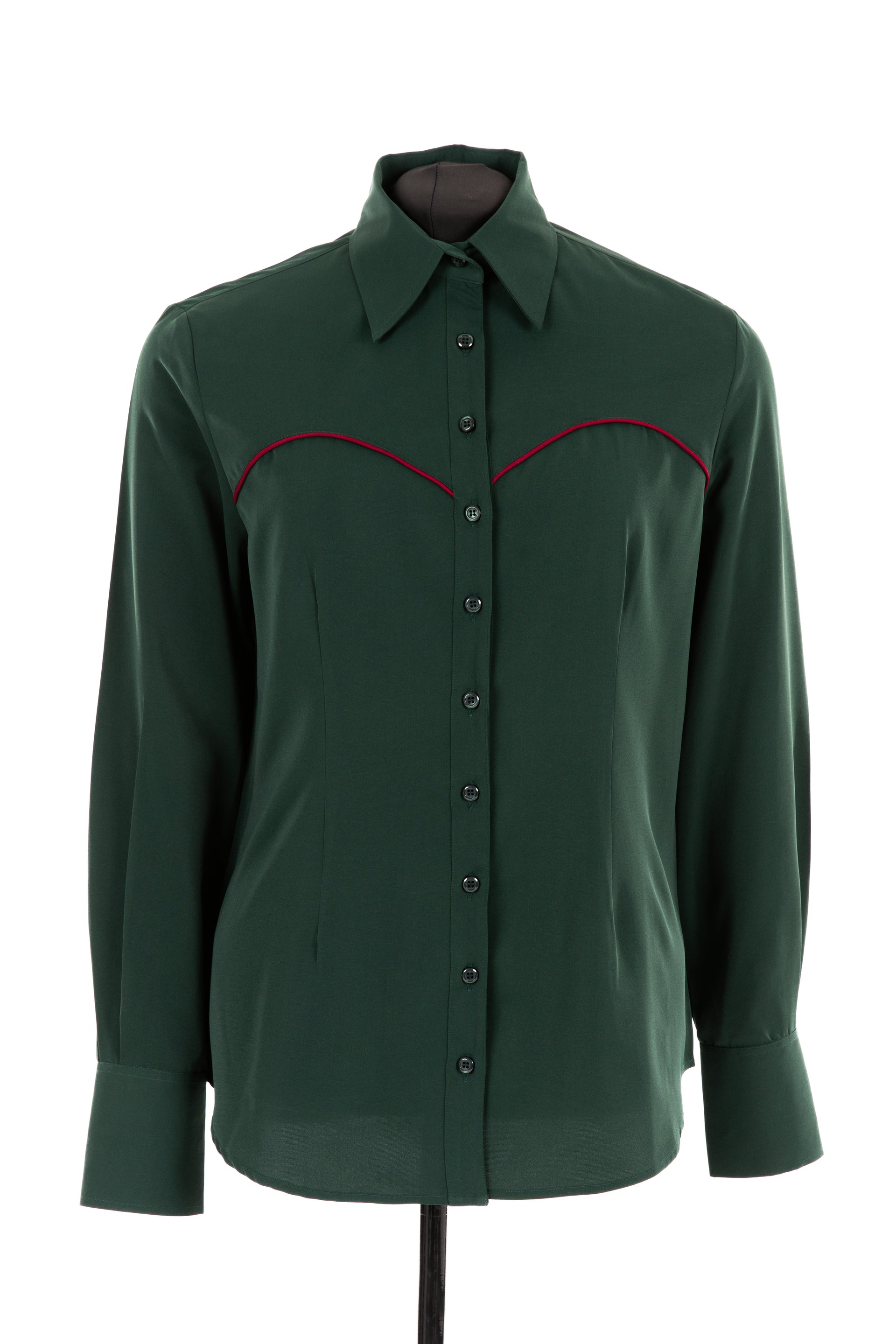 Contrast Piping Show Shirt (Green/Red)