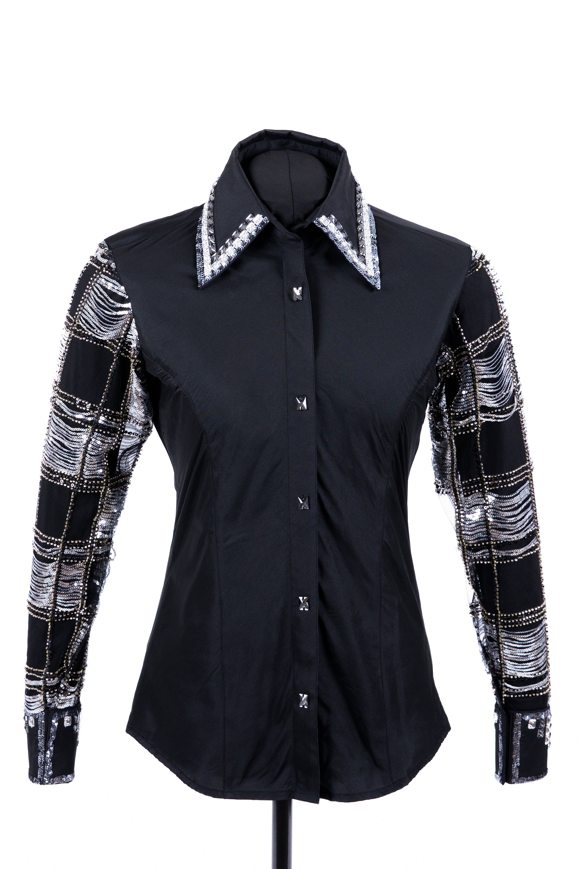 Geometric Lace Taffeta Show Blouse RS_005