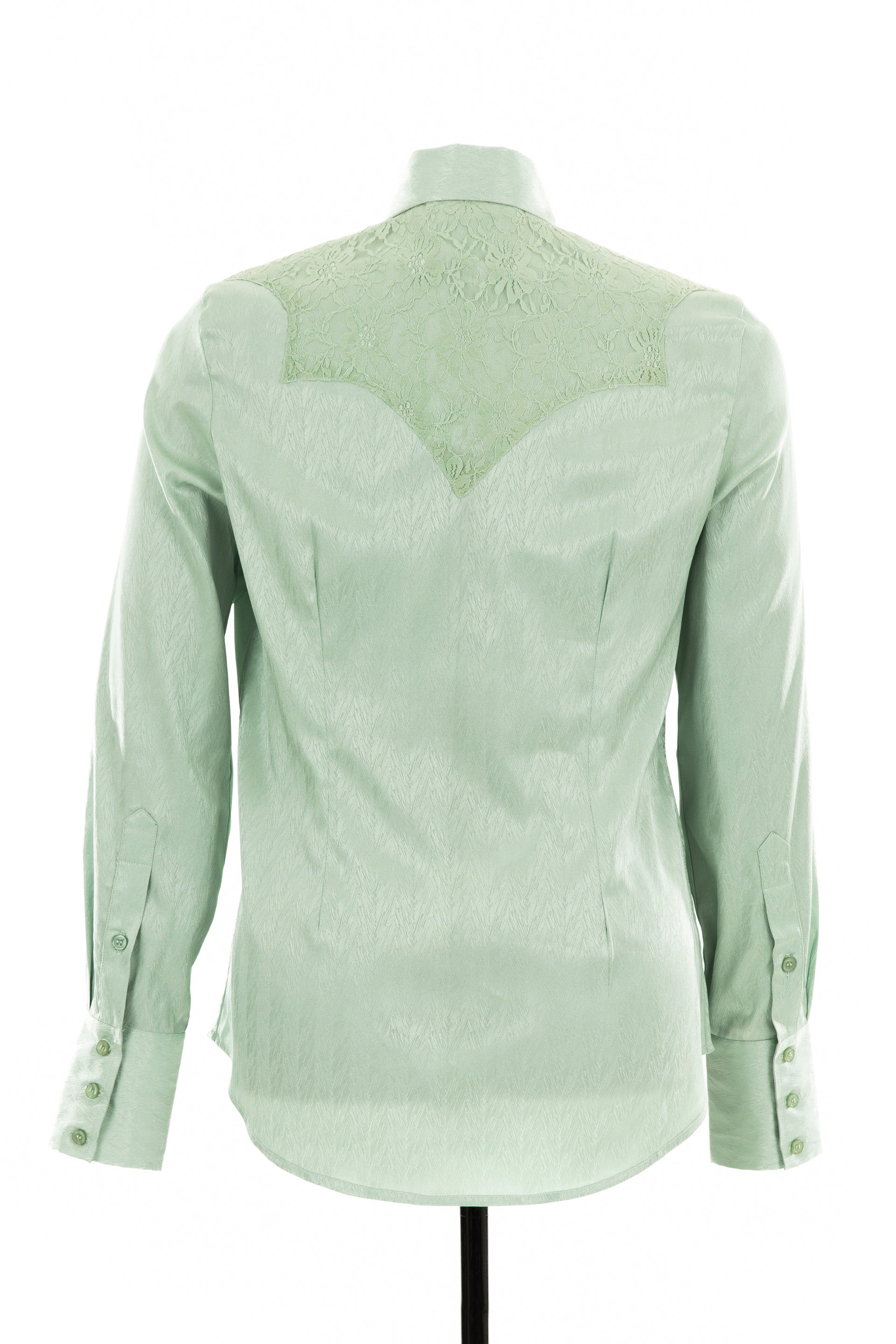 Chevron Satin & Lace Shirt (Teal)