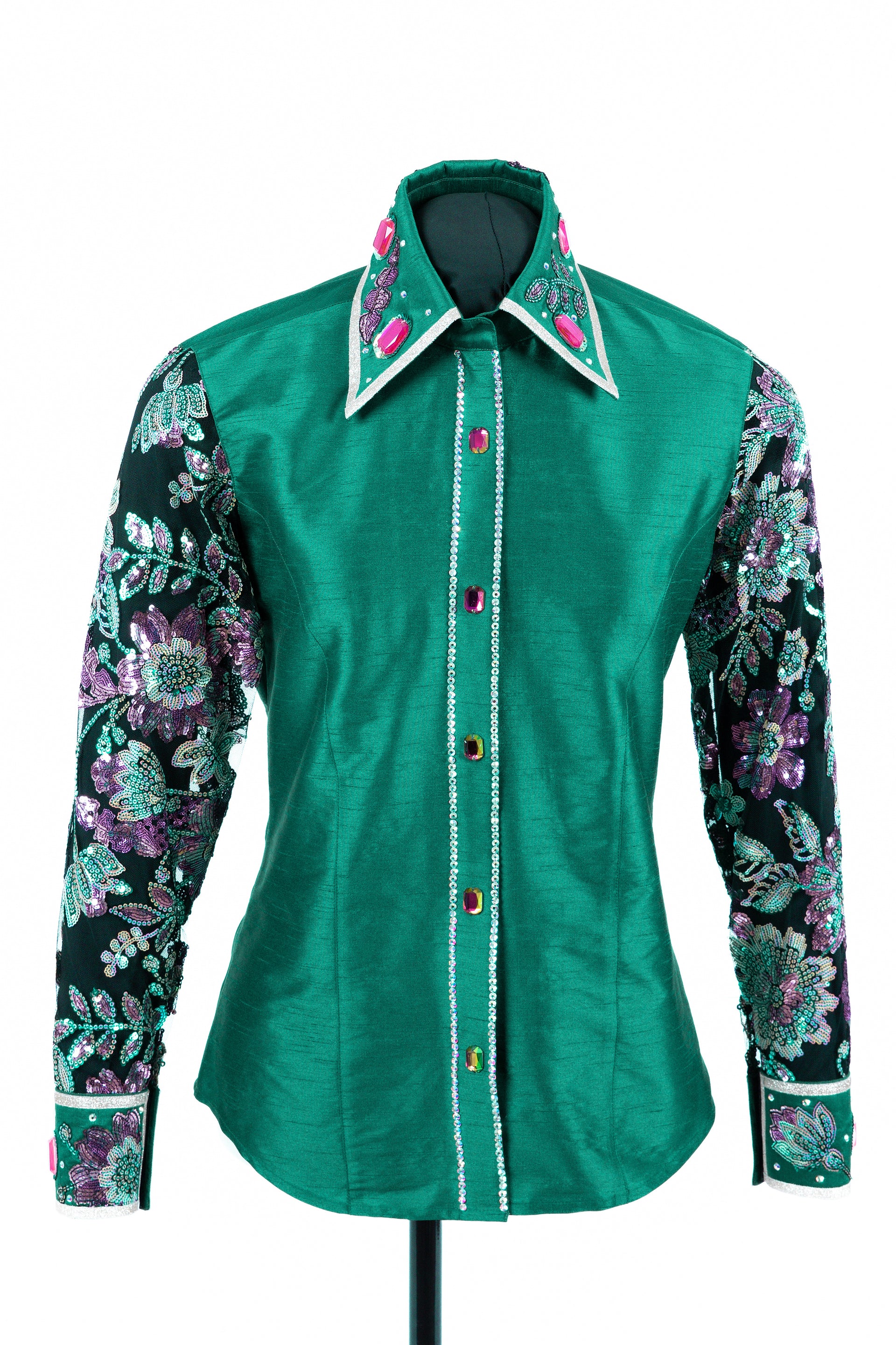 Floral Lace Taffeta Show Blouse RS_002