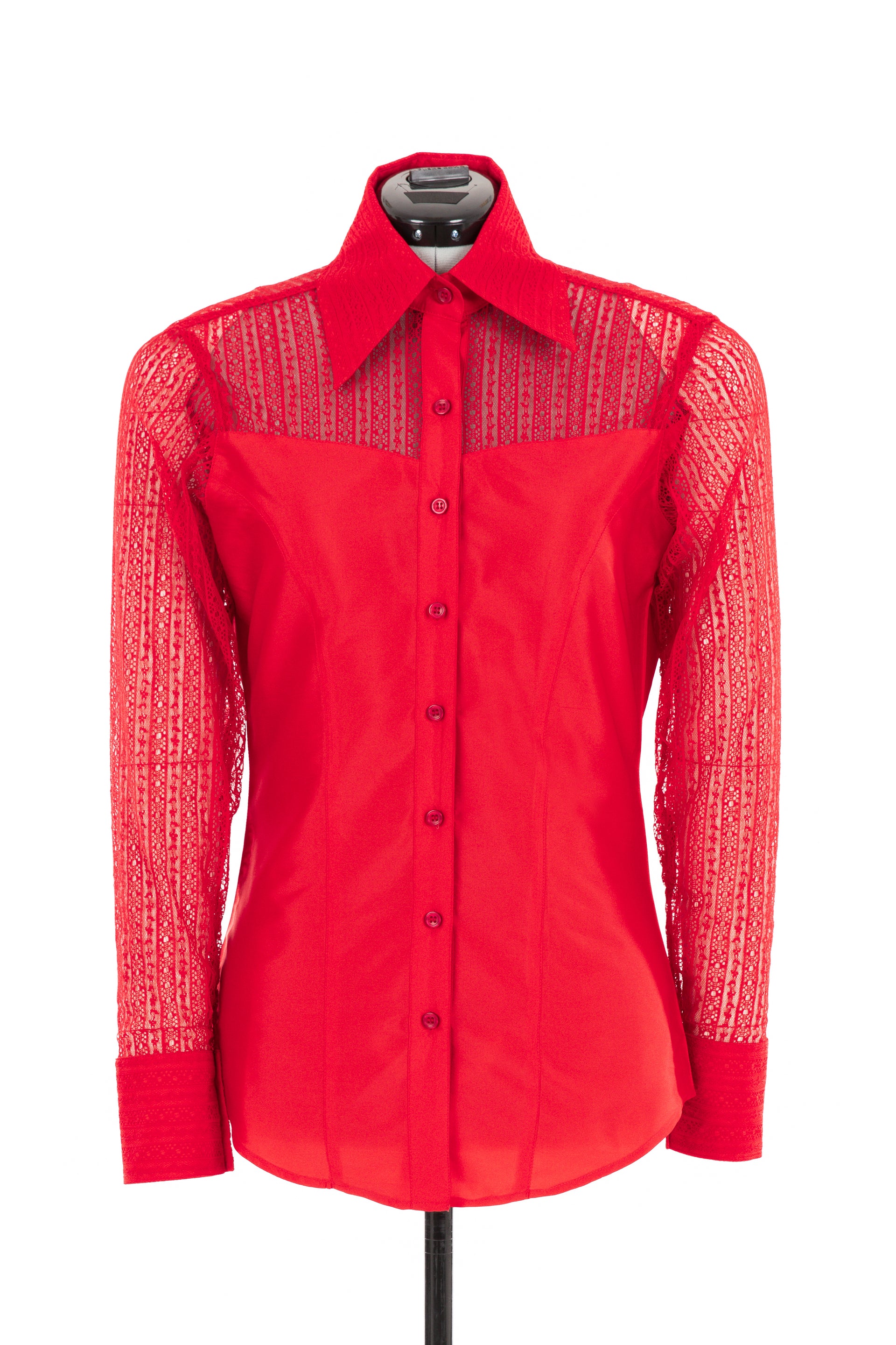 Lace & Taffeta Show Shirt (Red)
