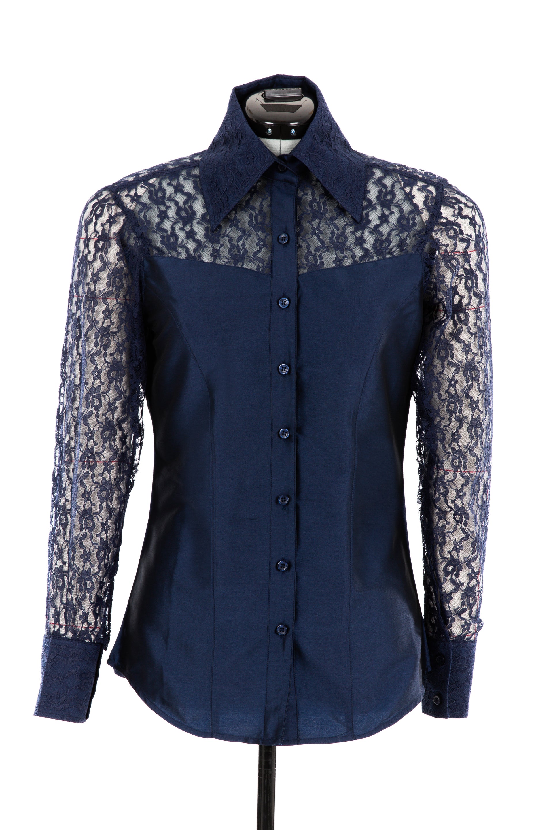 Lace & Taffeta Show Shirt (Navy Blue)