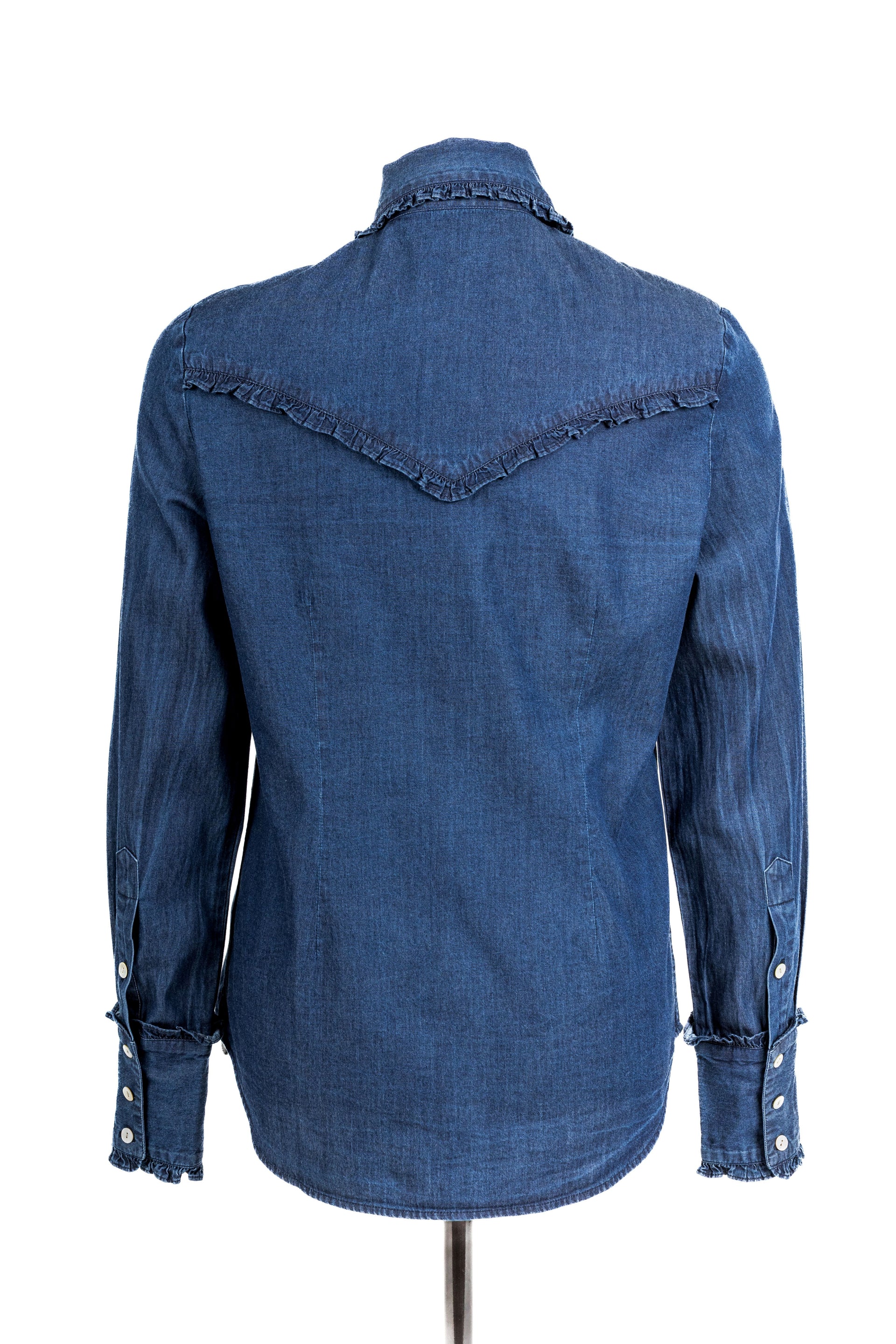 Denim Ruffle Front & Back Yoke Shirt