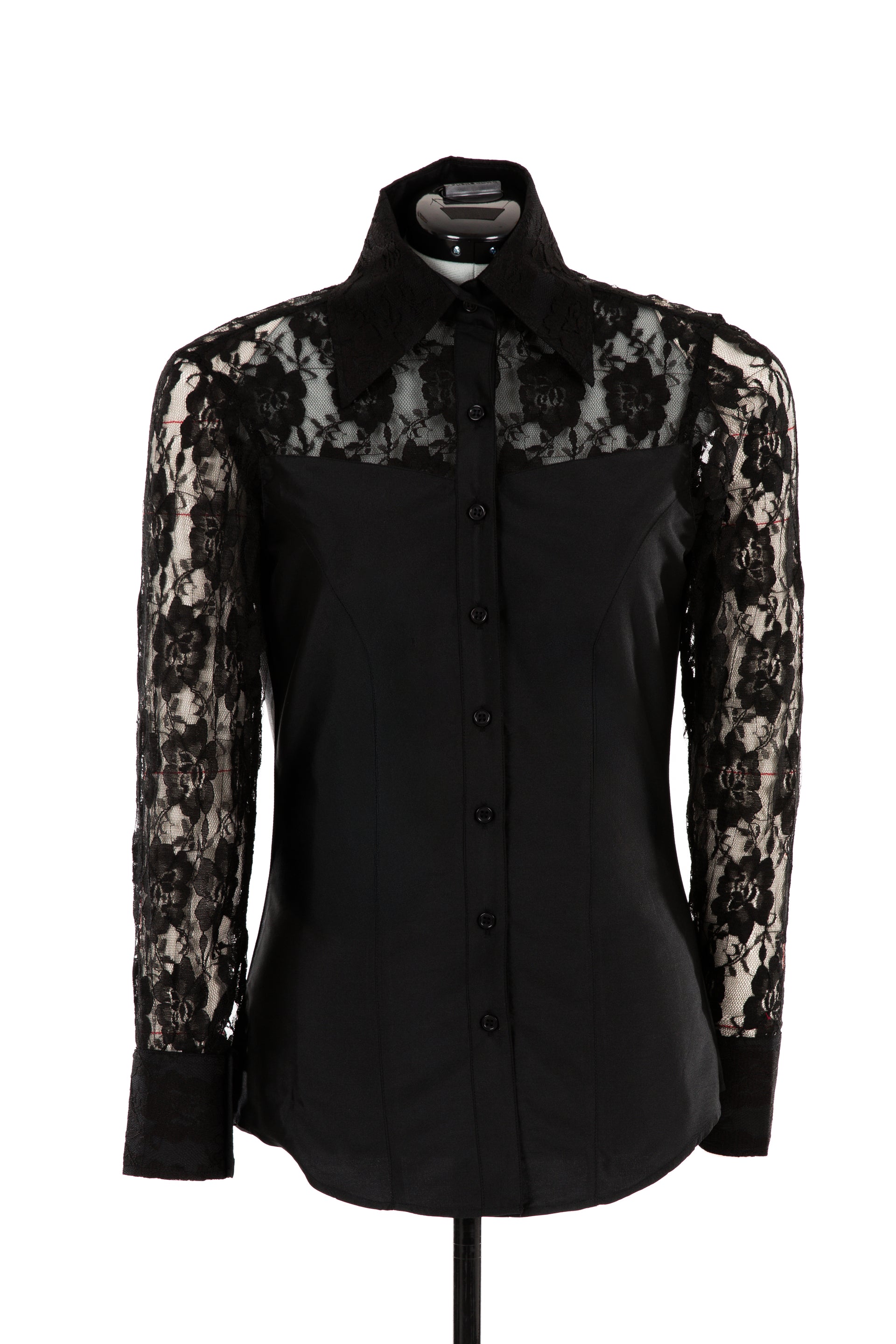 Lace & Taffeta Show Shirt (Black)