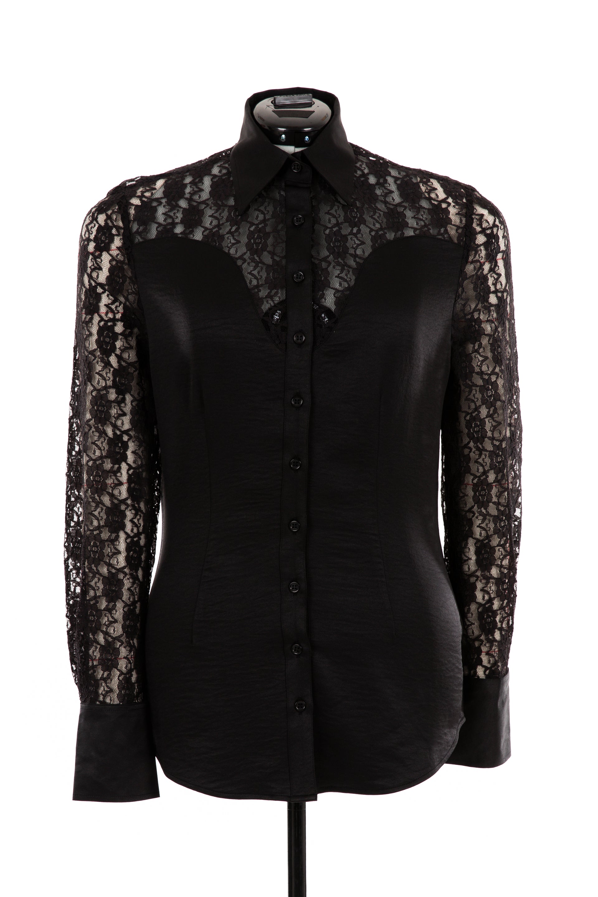 Lace & Crepe Show Shirt (Black)