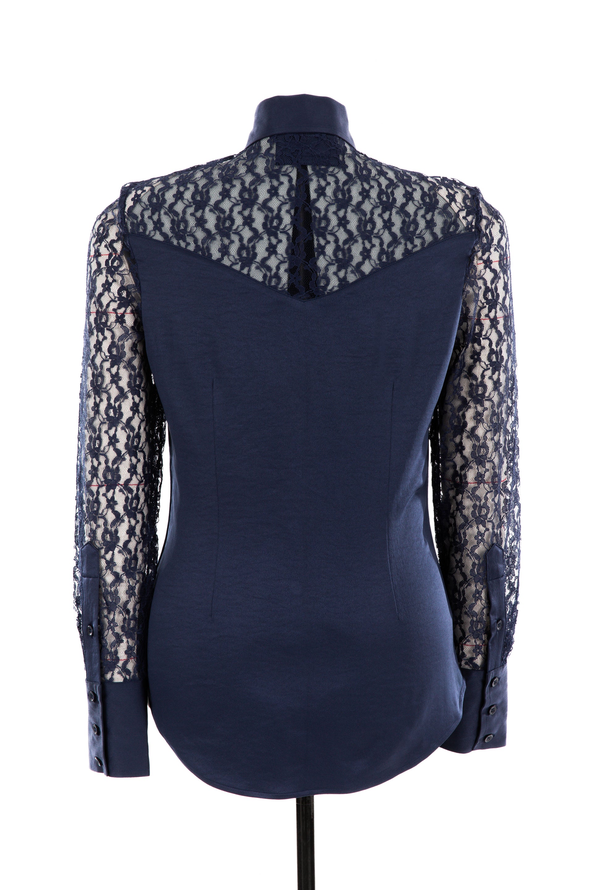 Lace & Crepe Show Shirt (Navy Blue)