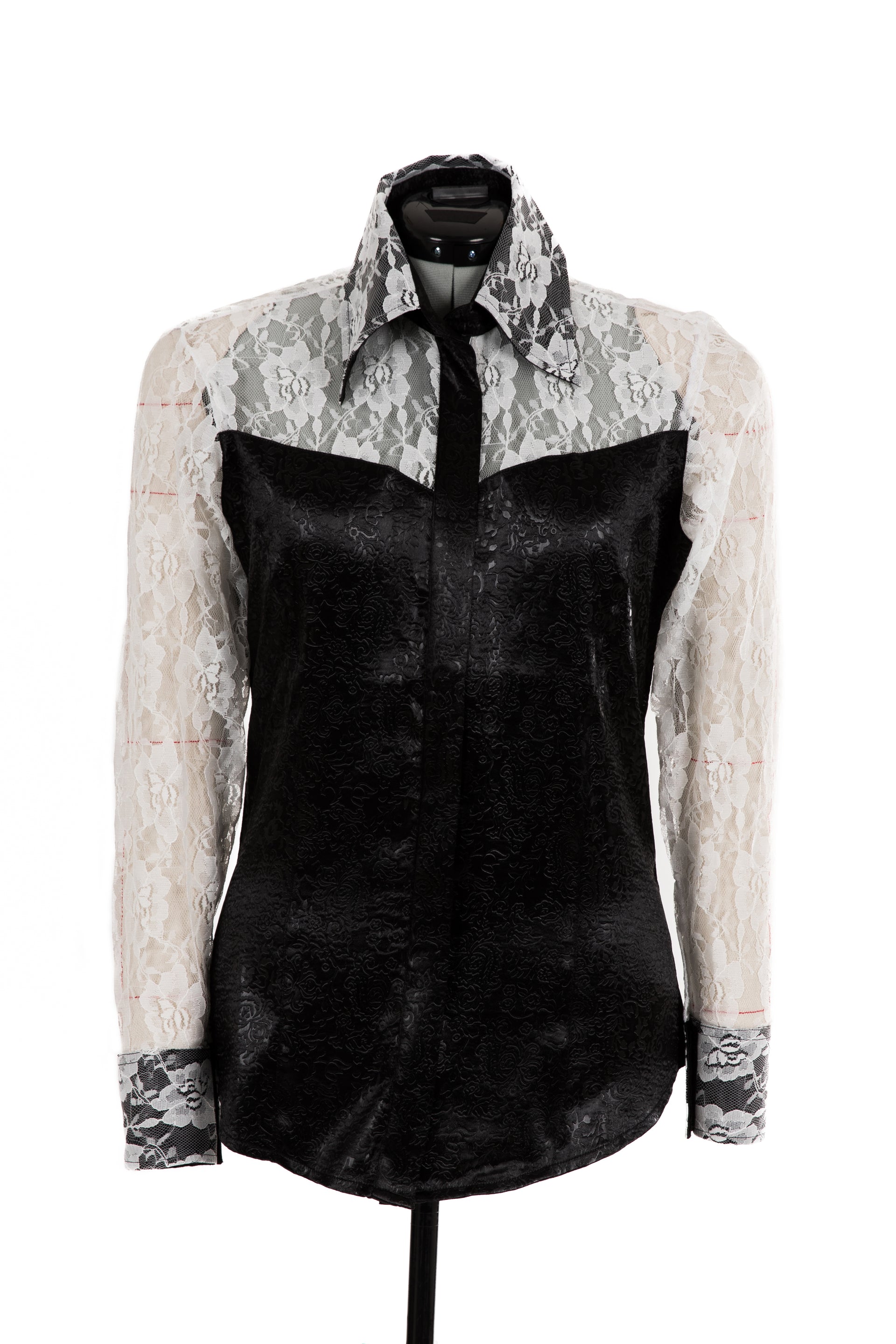 Embossed Satin & Lace Blouse