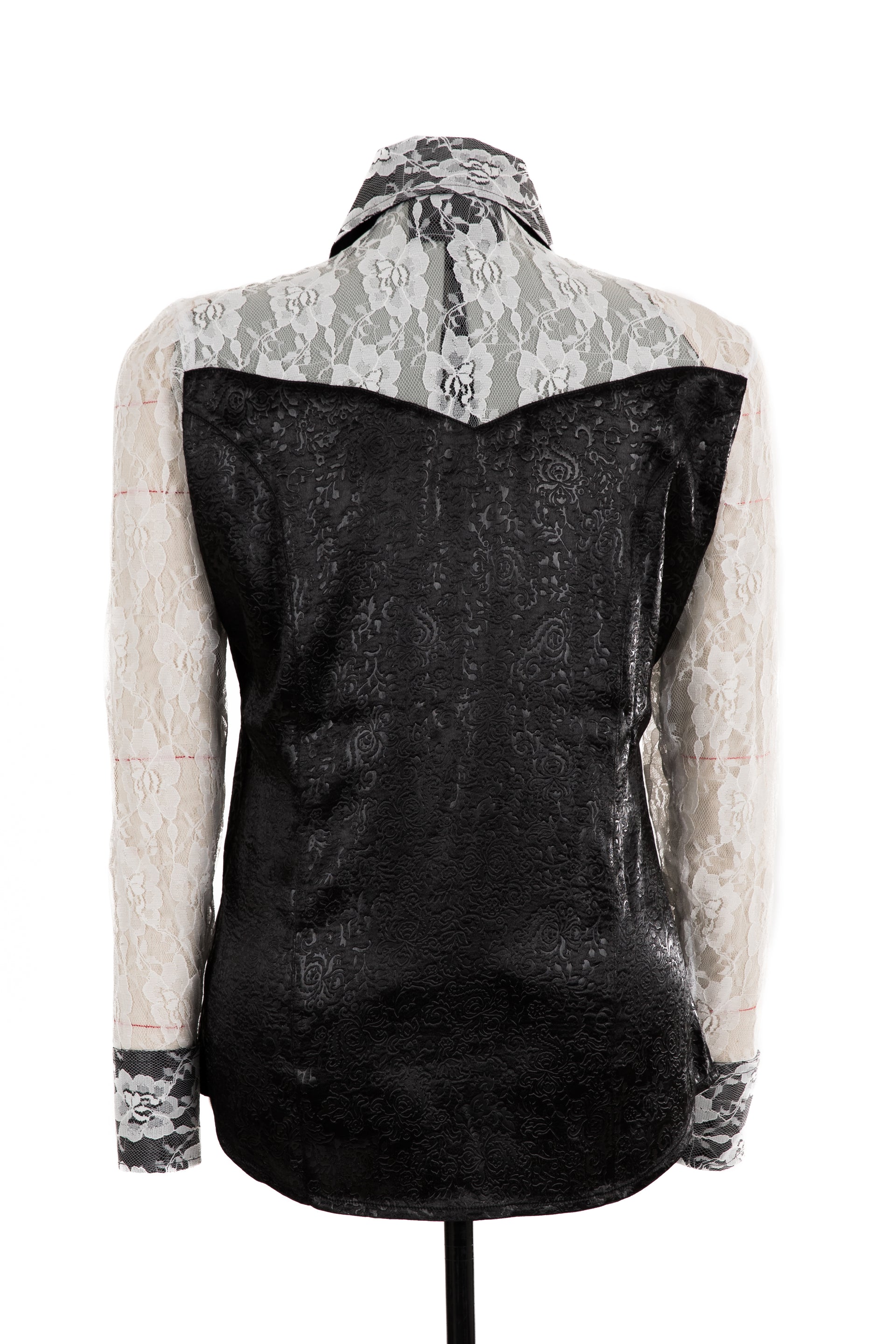 Embossed Satin & Lace Blouse