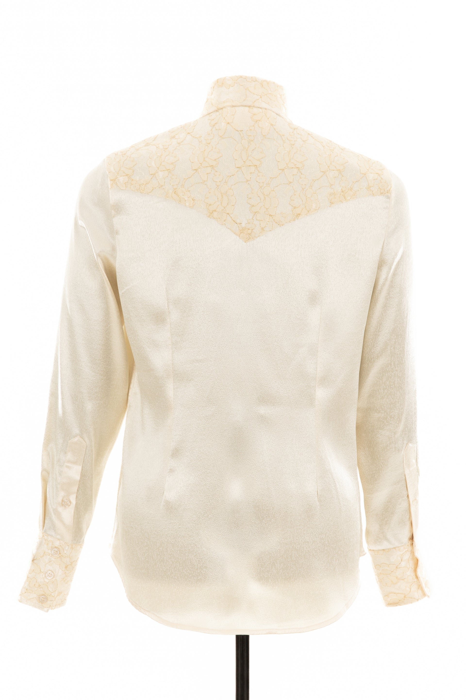 Embossed Satin & Lace Shirt (Cream)